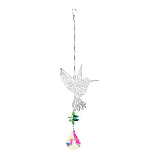 Hanging Metal Hummingbird Suncatcher Prisms Suncatcher Faux Crystal Window