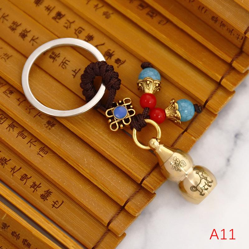 Twelve Zodiac Copper Gourd Pendant Open Hollow Pure Brass Ornaments Decoration Crafts Office Auspicious Ornaments