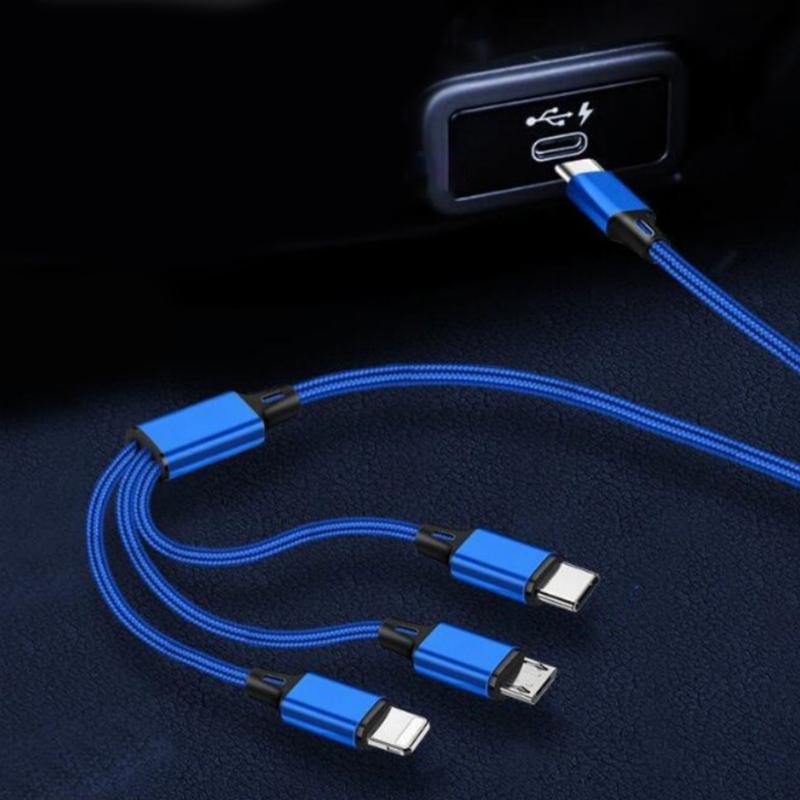 3 Port Braided USB C Charging Cable 4ft Fast Speed USB Cord Compatibles Remote Headphones Multiple Devices