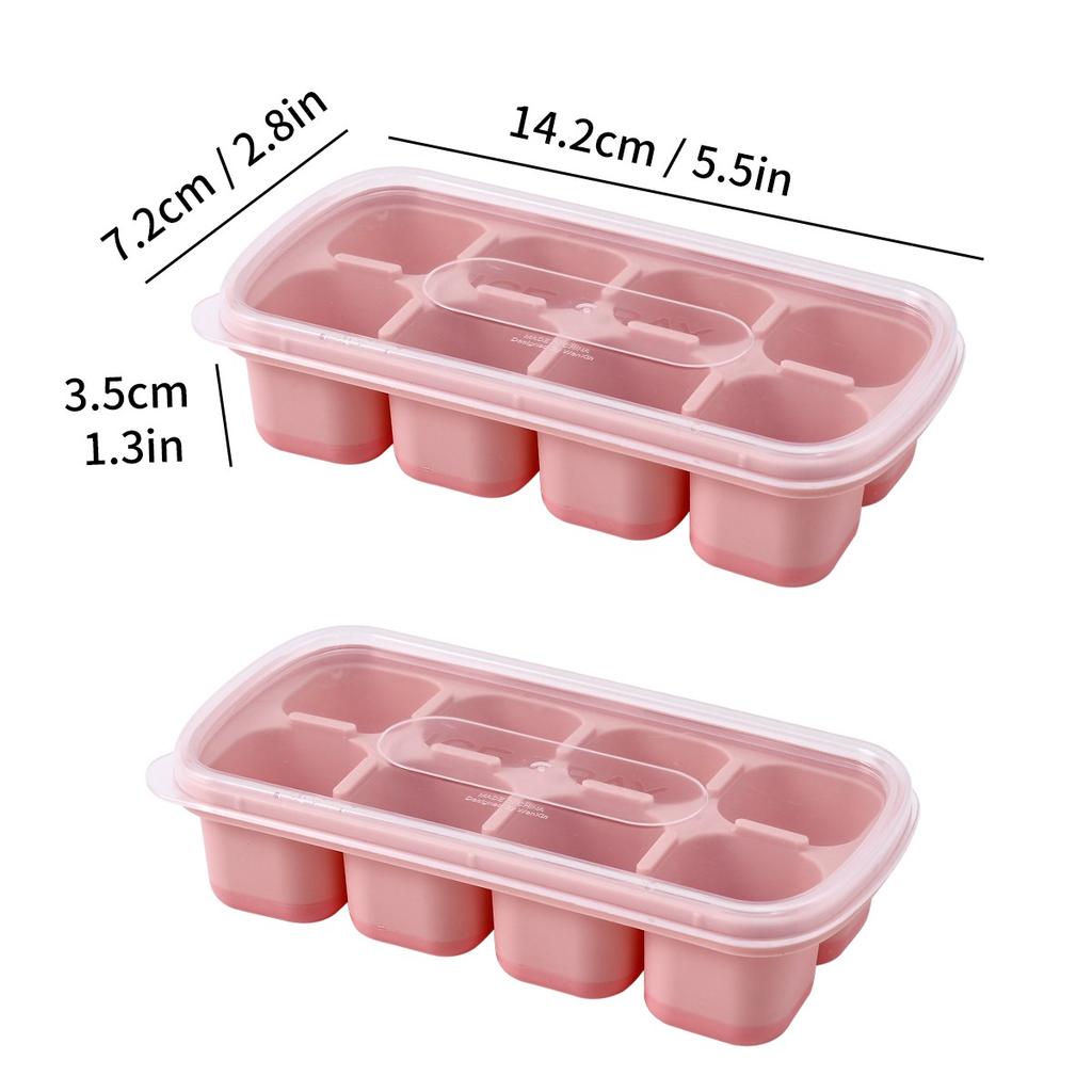 1/2/4pcs Square Plastic Ice Cube Tray With Lid 8 Grids Reusable Ice Cube Mold Refrigerator DIY Ice Maker Ice Mould For Drinks