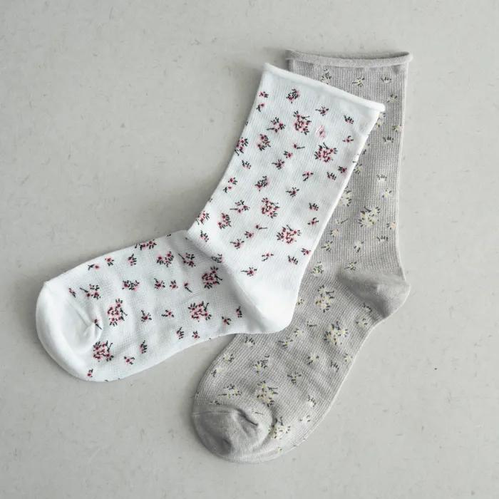 [hiig] no.490 white floral socks