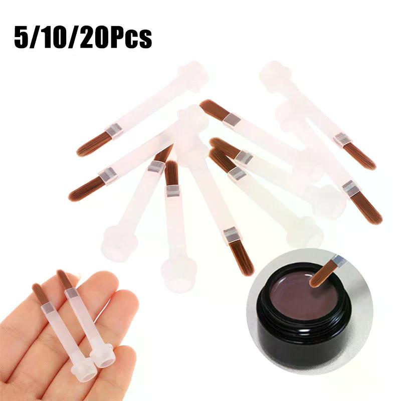 20 SZTUK 5/10/20 Sztuk Jednorazowe 5/10 Do Salonu Manicure Pędzelek do Lakieru do Paznokci do Butelki z Lakierem 15ml Wymienny Pędzelek Brązowe Włosie