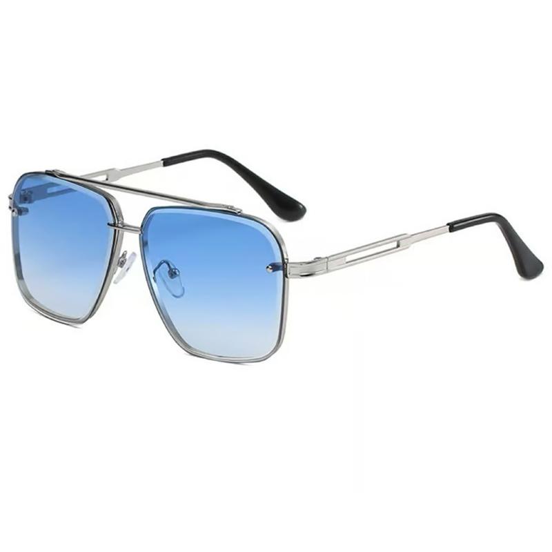 

Vintage Square Sunglasses Men Women Classic Double Bridge Gradient Shades Trendy Retro Brand Designer Outdoor Blue Sun Glasses No Box