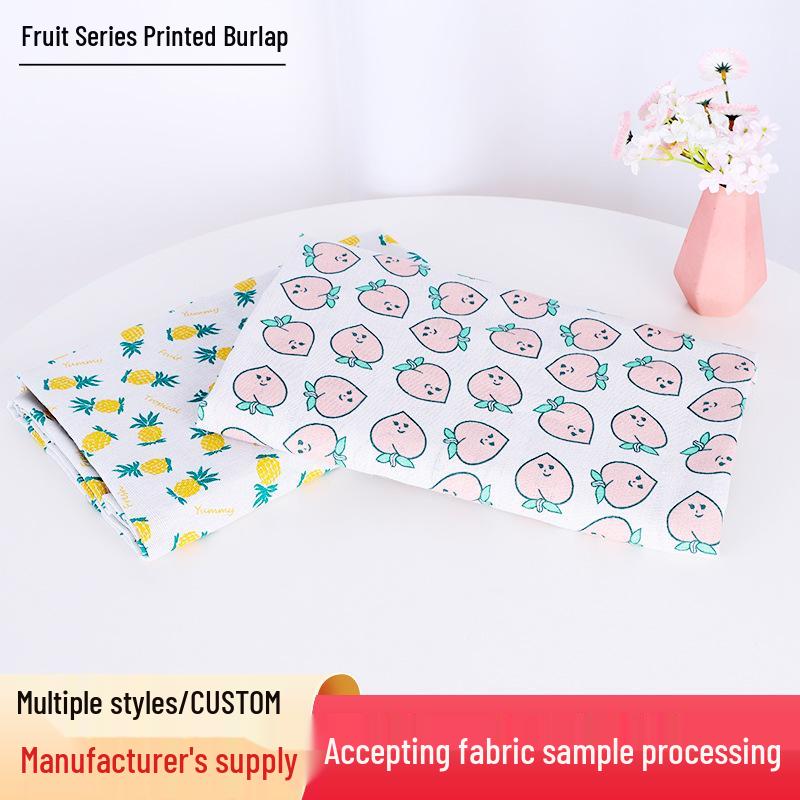 

Fruit Series Tie-Dye Cotton Linen Fabric: Sofa Cover, Tablecloth, Cushion, Background Cloth. Pineapple