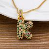 Nidin Fashion Luxury 26 Letters Copper Zircon Pendant Necklace for Women Rainbow Initials Name Necklace Wedding Party Jewelry