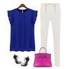 Elegant Womens Sleeveless Chiffon Tops With Timeless Design In Blue Green Red
