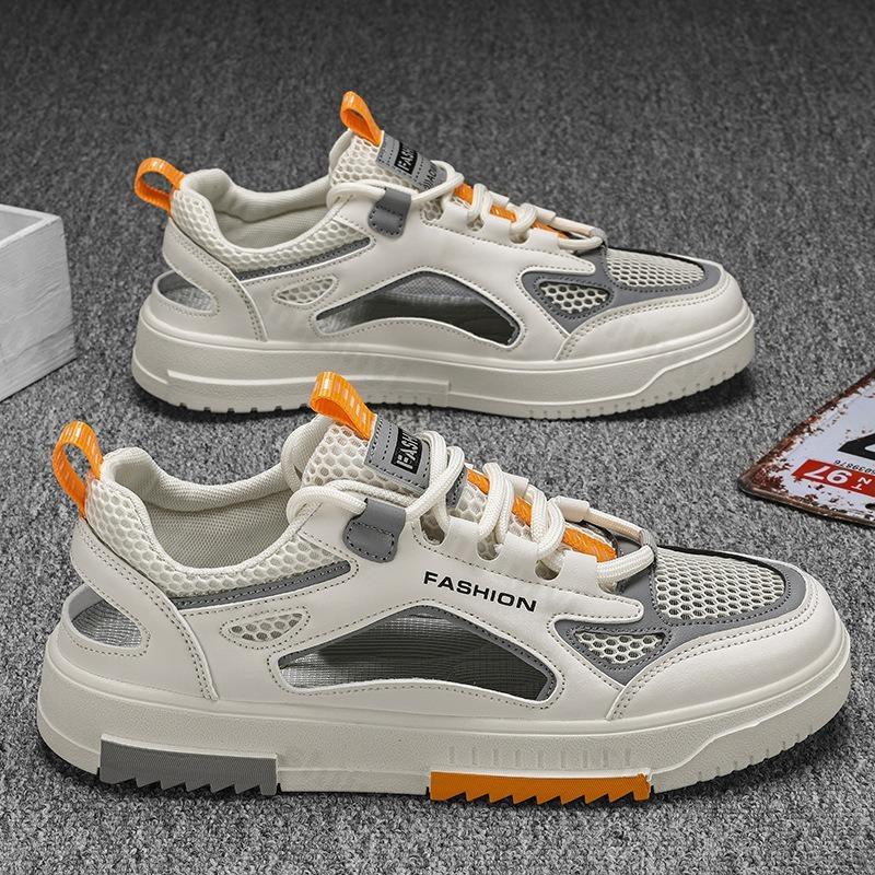 Fashion Summer Breathable Men's Vulcanized Shoes Comfortable Lace-up Outdoor Running Shoes 2025 New Mesh Casual Sneakers Tenis Masculino