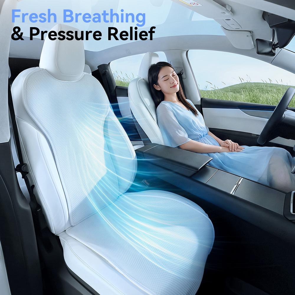 Yz For Tesla Model 3 Y Yl 6-Seater Car Seat Cover Cushion Comfort Anti-Slip Cooling Backrest Cushion Seat Pad Car Accessory