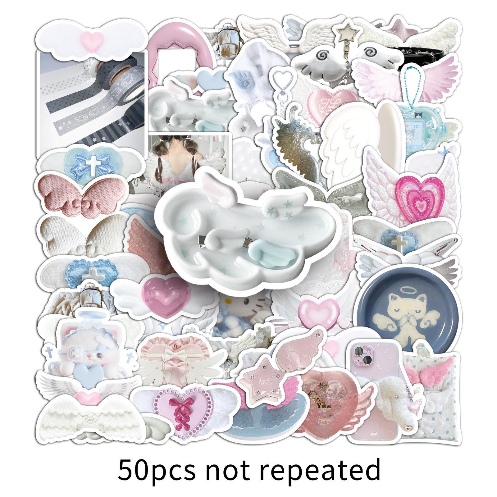 

50 шт. Наклейки Wings Ins Белые Маленькие Свежие Милые Гука Девочка Украшение Мобильный Телефон Стакан для Воды Ручной Учет Наклейки