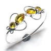 Citrine Gemstone 925 Sterling Silver Cuff Bangle Adjustable