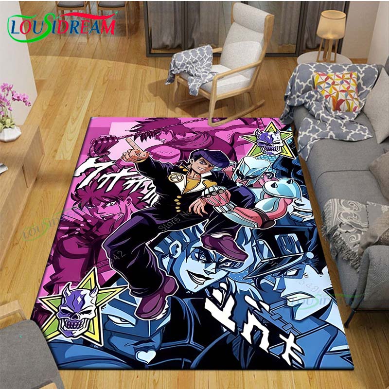Tappeti Classici Cartone Animato J-JoJo's Bizarre Adventure Tappeto Antiscivolo per Soggiorno Tappetini per Camera da Letto dei Bambini Tappeto da Gioco Tappeto Grande Decorazione