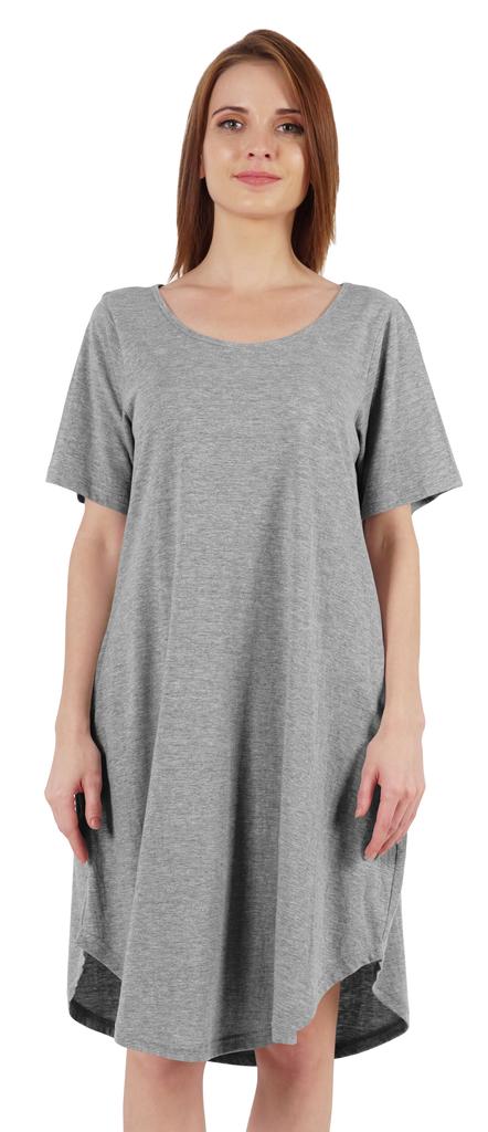 Inkmeso Noční košile pro ženy s krátkým rukávem W Noční košile s kulatým výstřihem Jersey tunika