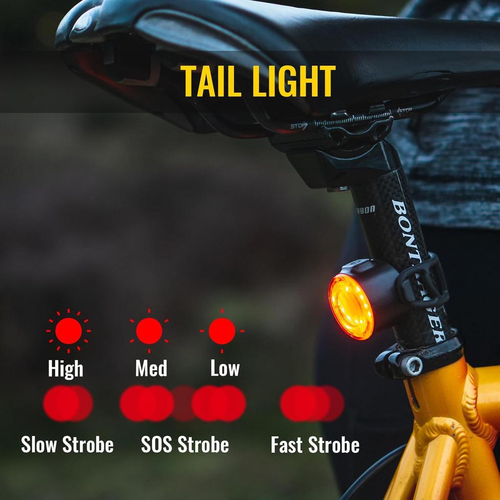 Bike Light Set, Rechargeable Bicycle Lights for Night Riding Front and Rear, Powerful Waterproof Bike Headlight, Easy to Install for Men Women Kids