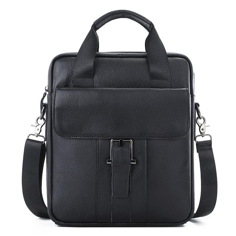 

Men s briefcase First Layer Cowhide Men s Single-shoulder Bag Genuine leather Crossbody handbag Travel commuter messenger bag чорний