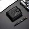 New PU Leather Retro Men's Wallet Black Coffee 3D Embossed Lion's Head Coin Purse Two-Fold Multiple Pockets Credit Card