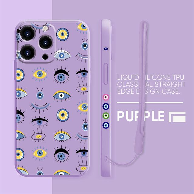 Custodia per Dolci Occhio Malvagio Blu e Oro Per iPhone 13 11 12 Pro Max 12 Mini X XR XS MAX SE 2020 7 8 6s Plus Silicone Quadrata Funda Capa
