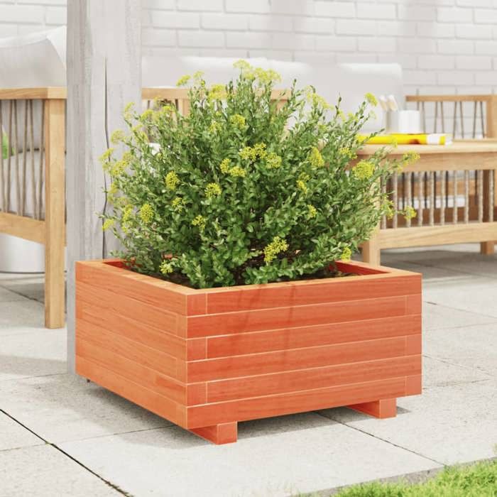 VidaXL Planter Wax Brown 50x50x26.5 Cm Solid Pine Wood, Outdoor Planter, Flower Box, Plant Box, 847295