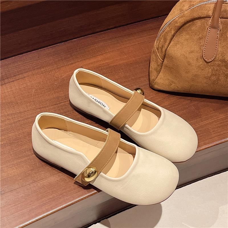 Fairy style Mary Jane shoes buckle single shoes women 2025 spring new Korean version soft-soled flat-soled shallow mouth Doudou shoes women