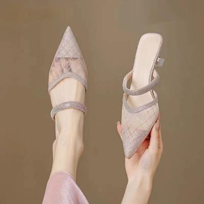 Sommer Französisch spitz flacher Boden verschleißfest Spleißen vielseitig bequem niedriger Absatz einfach Taschenkopf Sandalen Frauen