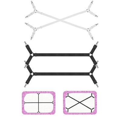 2 Pezzi Cinghie di Fissaggio per Lenzuolo, Cinghie Elastiche Incrociate Regolabili, Clip per Lenzuolo a Incastro Piatto per Materassi Cuscini Cuscini per Divano