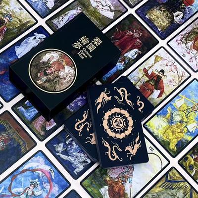 Chinesisches Opern-Tarot-Deck Schwarzer Rand, Waite-basiertes System 78 Stück Karten Perfekt für Sammler & Leser 10,3*6cm