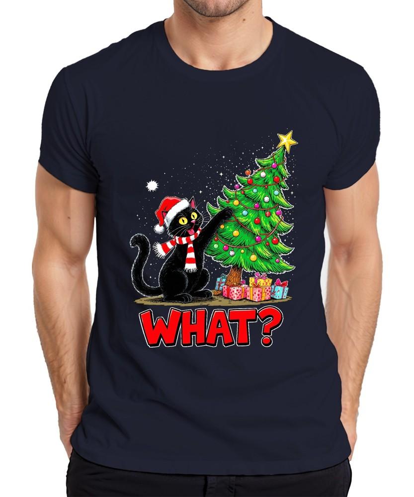 What Black Cat Christmas Funny Xmas Tree Gifts Unisexs Tshirt S