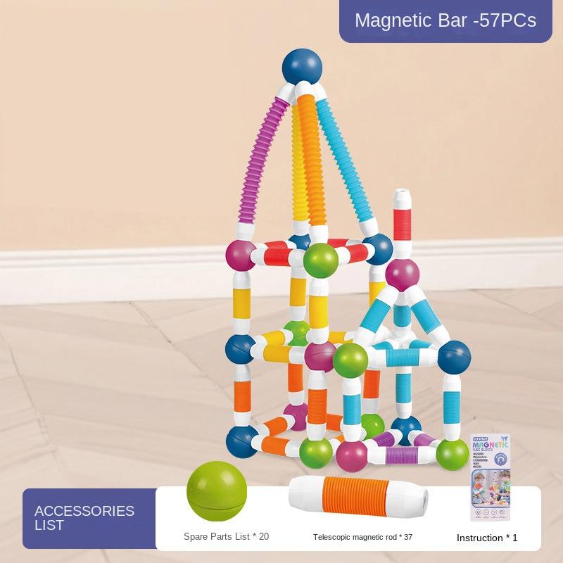 Non-Toxic Childrens Magnetic Building Set Soft Grip Versatile And Scalable Magnetic Rod Blocks Early Education Puzzle Stem Sensory Toy