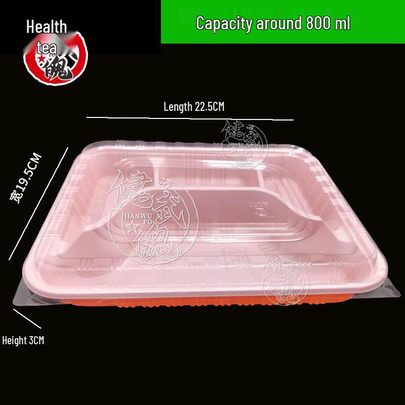 Jianwupo 800ml Disposable Divided Lunch Boxes with Lids, 200 Count