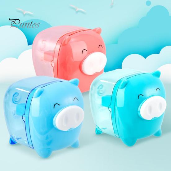 School Manual Pencil Sharpener Pig Shaped Plastic Waste Office Storage Convenient Curler for Desktop