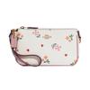 Nolita 19 Love Flower Print Zipper Coated Canvas and Leather Mahjong Bag Underarm Bag Clutch Small Size Women's White