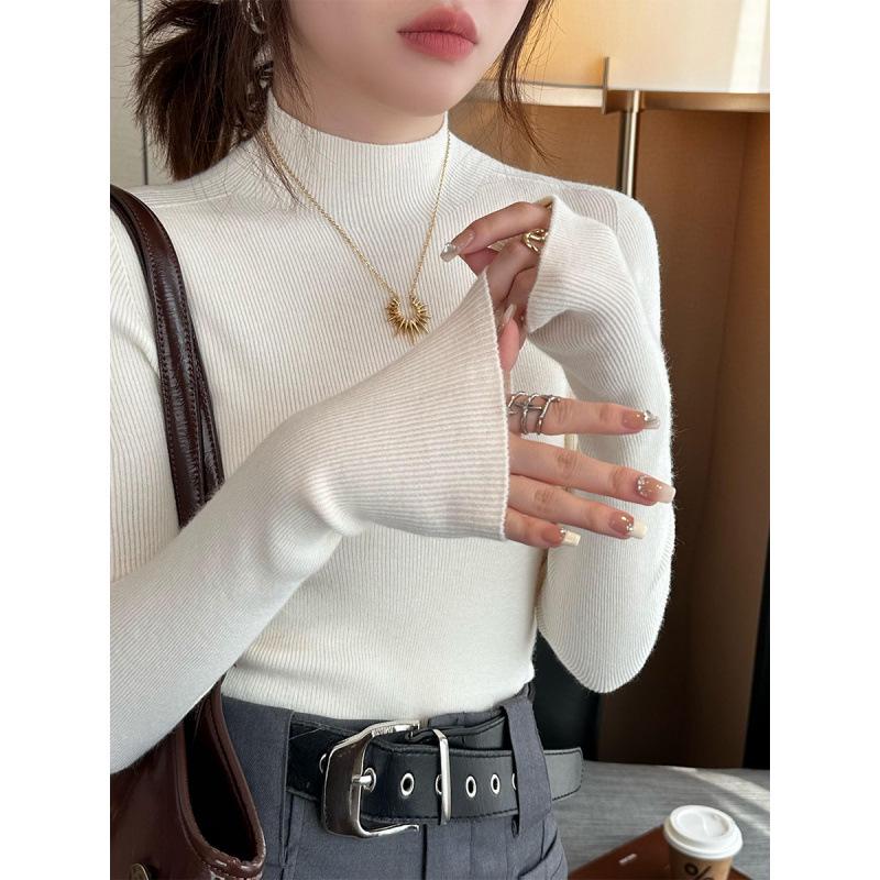 2026 Spring Women's Soft Wool Half-High Neck Slimming Knit Top