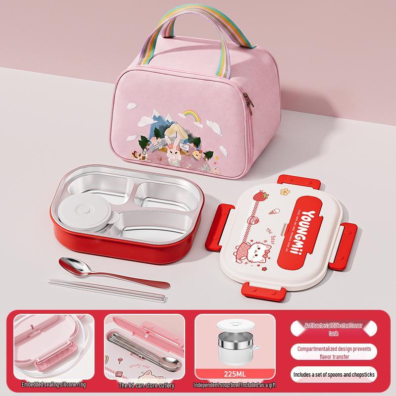 304 Stainless Steel Insulated Bento Box - Student Lunchbox with Food Compartments