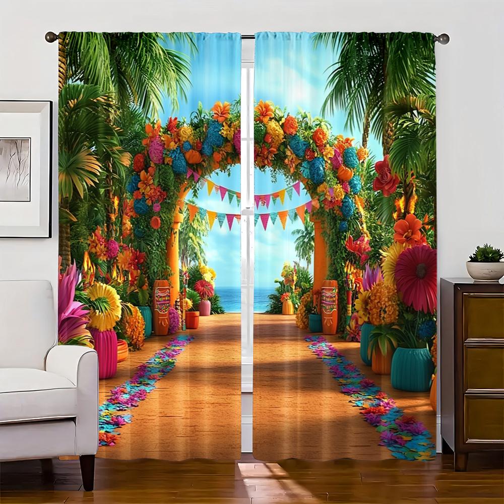 2pc,  Party Curtain Mexican Carnival Machine Washable Fabric,Without Electricity Birthday Party Suitable for Parties and