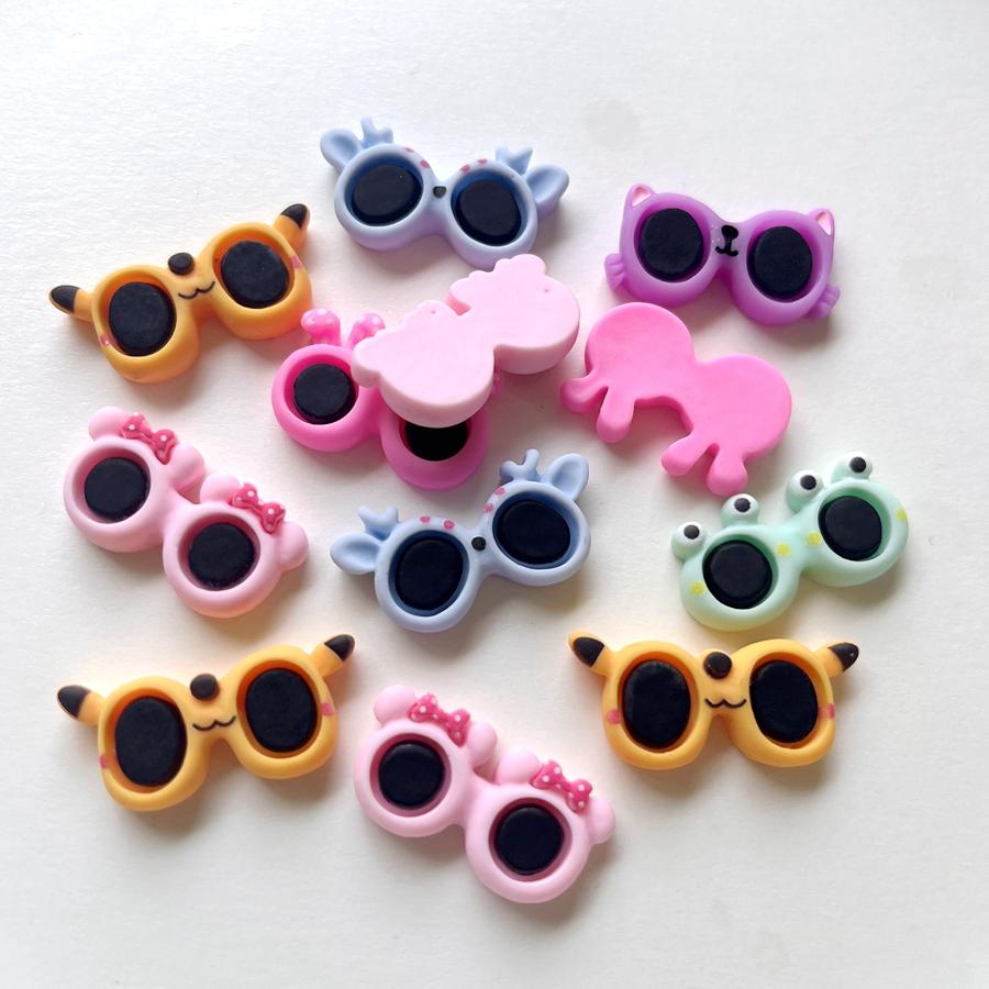 20pcs Mixed Cute Animal Glasses Resin Flat Back Decorative Scrapbook Diy Jewelry Hair Accessories Charm Decorative Accessories