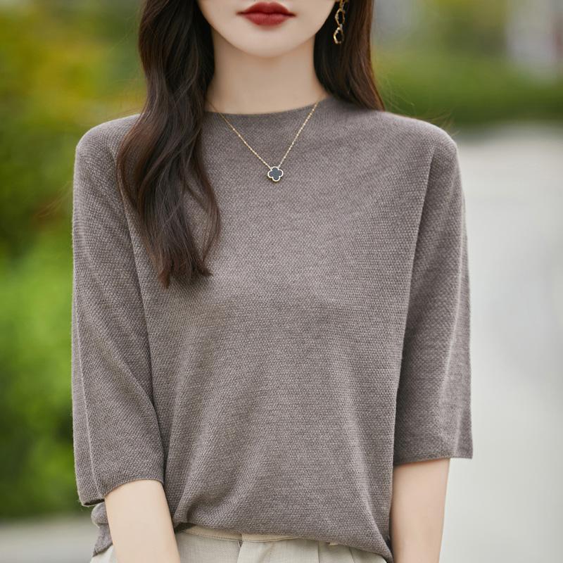 

Женский шерстяной свитер Qinghe кашемир 50% шелк 50% шерсть осенне-зимний шерстяной пуловер мягкий и теплый XL темно-коричневого