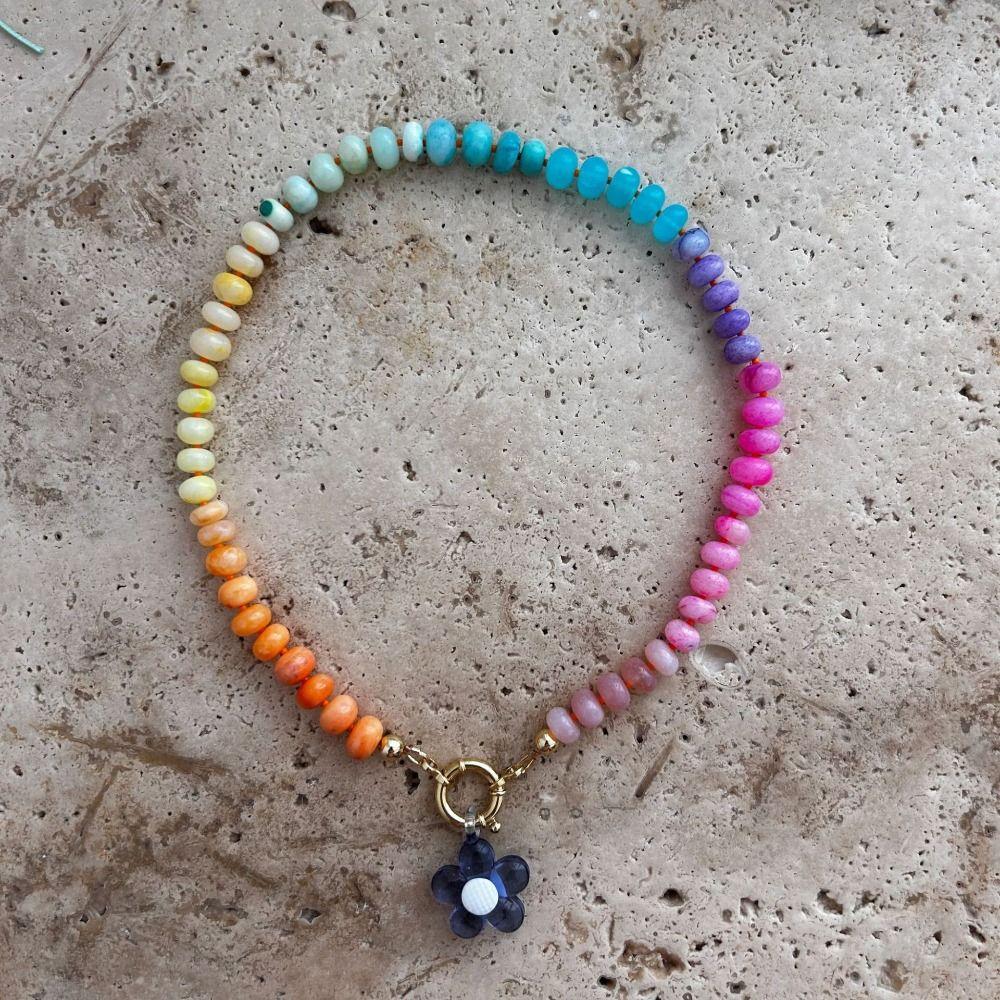 Bohemia Floral Chain Choker Colorful Beads Pendant Necklace Trendy Flower Necklace  Sea Beach