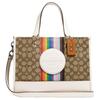 29 Logo Rainbow Stripe Classic Canvas And Leather Tote Bag Women Tote Brown White CJ578-SVOT8