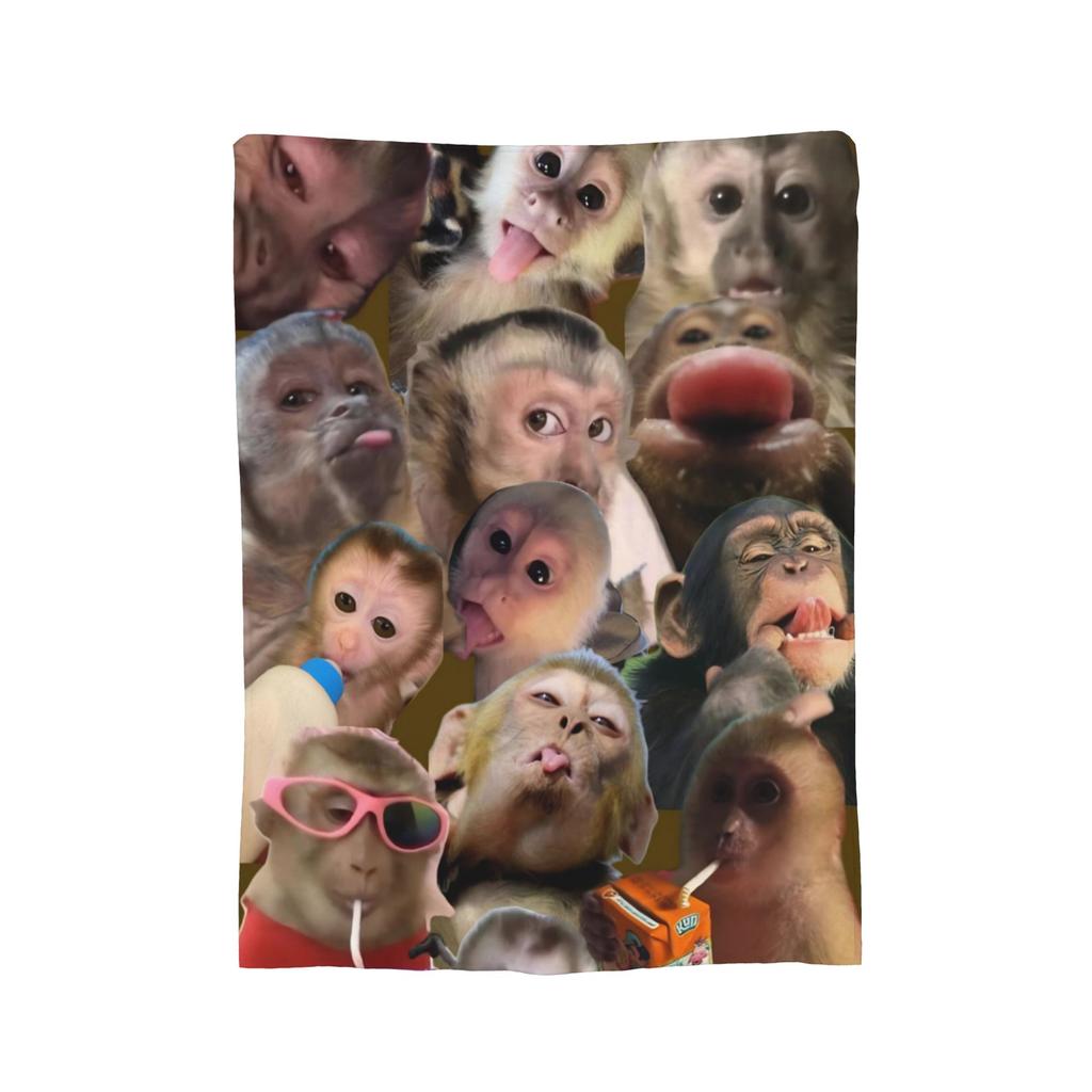 Funny Monkey Cartoon Throw Fashion Blanket for Couch  Soft Fuzzy Plush Fashion Blanket  Multi-size Bedspreads for All Seasons