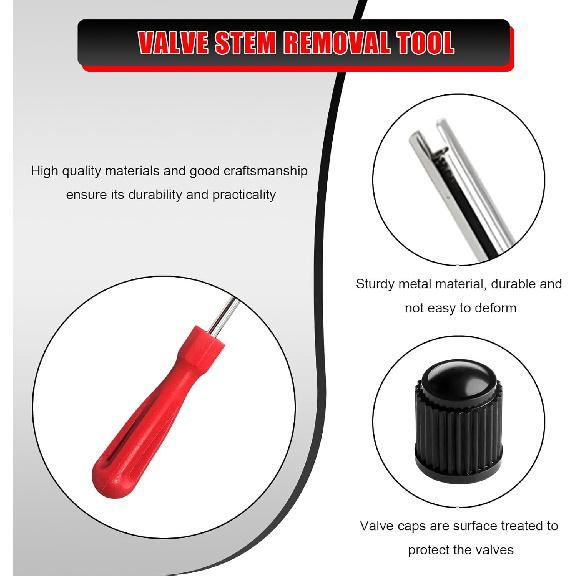 35PCS Valve Stem Puller Installer Tool Kit, Valve Cores & Caps with 4-Way Tool Single and Dual Single Head Remover, Universal Tire Stem Remover
