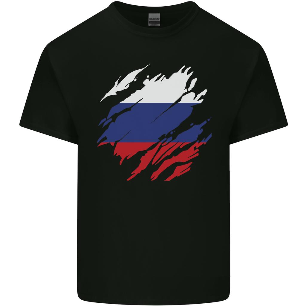 Torn Russia Flag Russian Day Football Unisexs Light Cotton TShirt