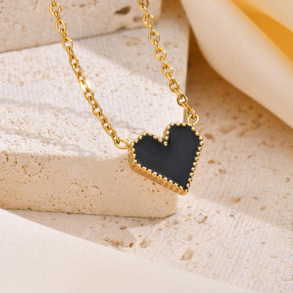 Trendy Heart Pendant Necklace for Women Girls,Gold Color Stainless Steel Geometric Necklaces,Punk Jewelry Gifts