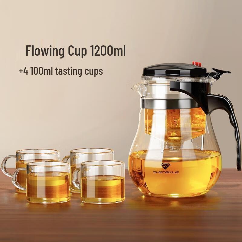 HANDUNYOU Glass Tea Maker Set with 4 Cups