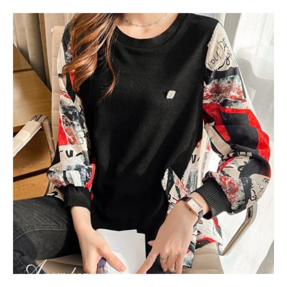 Navava Unisex VinTage PaTTern Round Neck Long Sleeve T shirT nT1374
