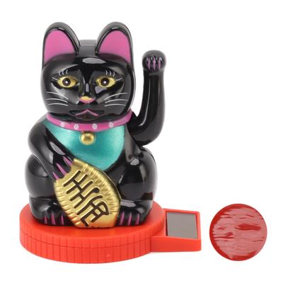 Solar Powered Waving Arm Cat Ornament Welcoming Waving Hand Paw Up Wealth Fortune Lucky Cat for