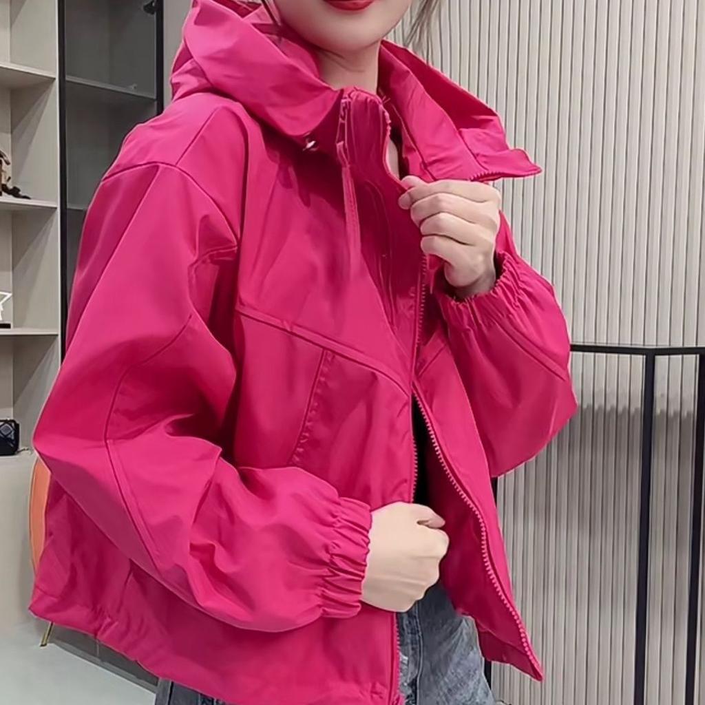 Spring Jacket Jacket Women's Fashion Zipper Loose Casual Hooded Short All-match Jacket Top