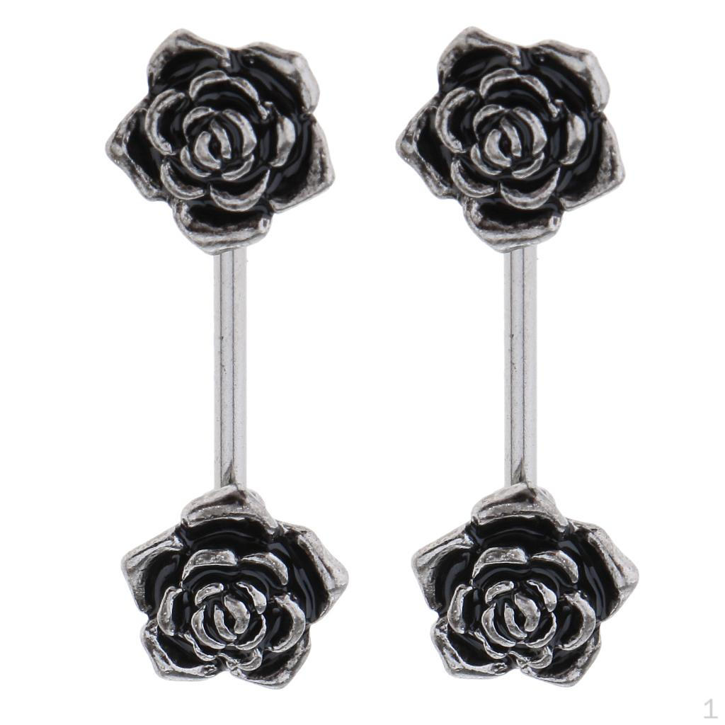 

2шт. Кольцо с винтом для сосков со штангой в форме розы, щит из нержавеющей стали, 14 г.