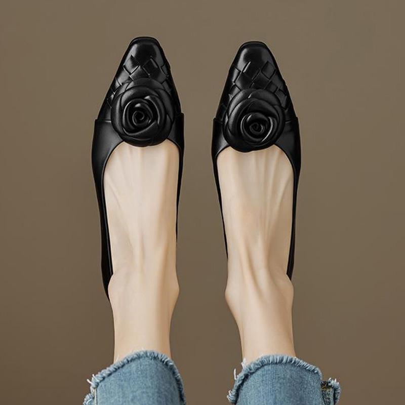 Damen Weiches Leder Dünne Schuhe Mode Blumen Pumps Slipper Scoop Schuhe Lässige Loafer Bequeme Ballerinas Büro Dame Arbeitsschuhe