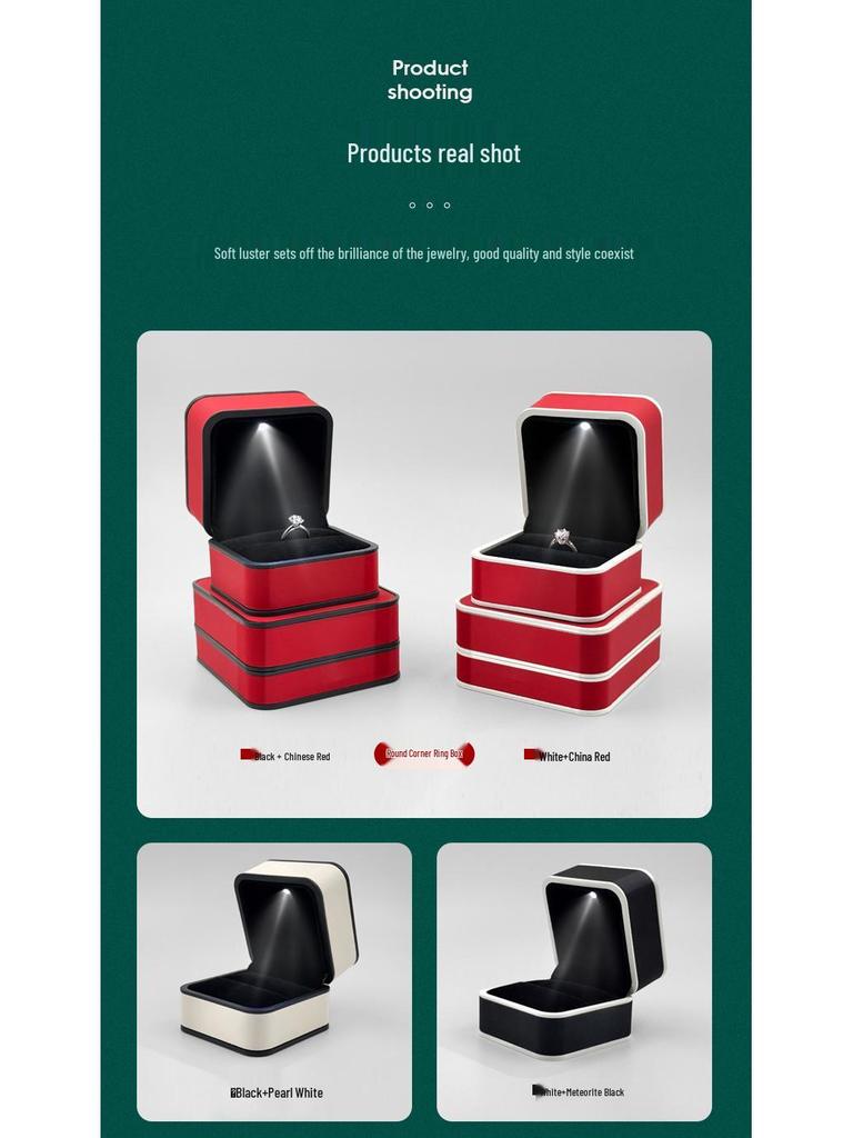 Creative LED Light Jewelry Ring Box with Illuminated Display