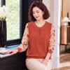 Elegant Mesh-Sleeve Knit Top for Mature Women