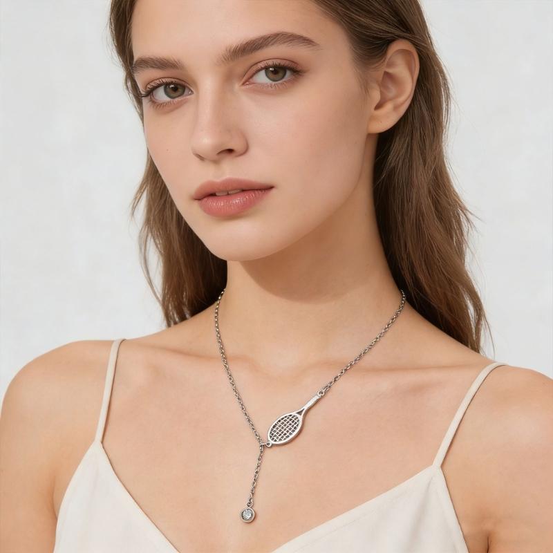 Fashionable Tennis Racket Pendant Necklace Portable And Sturdy For Everyday Wear